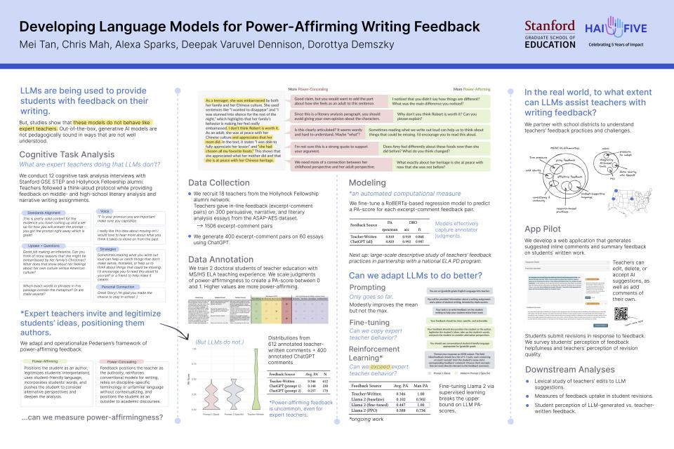 screenshot of poster for Developing Language Models for Power-Affirming Writing Feedback